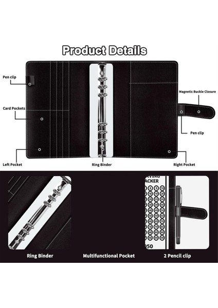 100 Zarf Zorlu Klasör, A5 Para Tasarrufu Bütçe Klasörü Siyah (Yurt Dışından) fiyatları