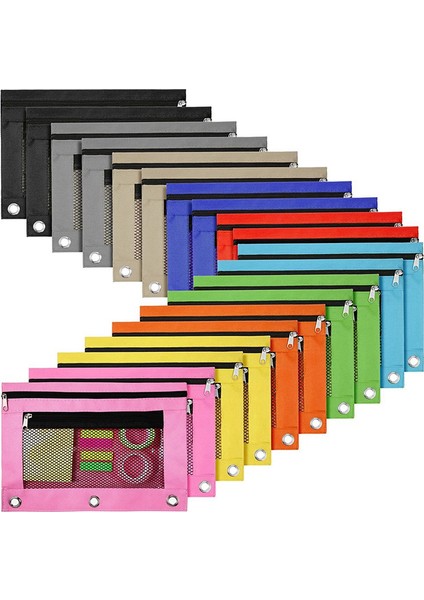 Halka Klasör Fermuarlı Kalem Kesesi Kılıfı Çantası Için 20 Adet Kalem Kesesi (Yurt Dışından)