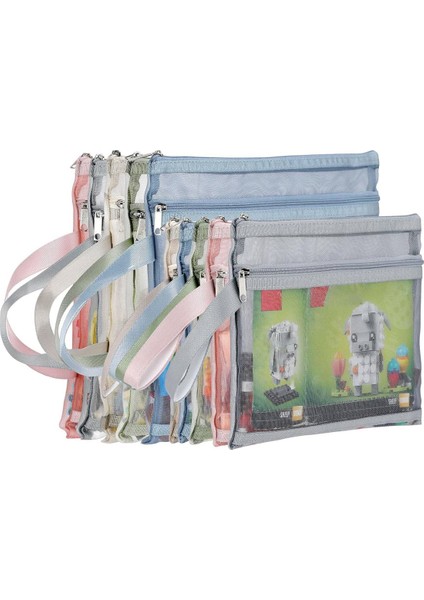 10 Paket Renkli Çift Katmanlı File Fermuarlı Kese Poşetleri, 5 Adet A4+5 Adet A5 (Yurt Dışından)