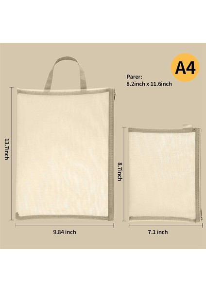 10 Paket Renkli Çift Katmanlı File Fermuarlı Kese Poşetleri, 5 Adet A4+5 Adet A5 (Yurt Dışından) fiyatları