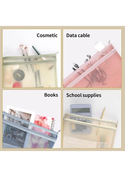 10 Paket Renkli Çift Katmanlı File Fermuarlı Kese Poşetleri, 5 Adet A4+5 Adet A5 (Yurt Dışından) indirimleri
