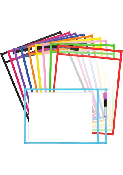 10 Adet Kuru Silinebilir Cepler, Ekstra Büyük Tekrar Kullanılabilir Kuru Silinebilir Cep Kapakları (Yurt Dışından)