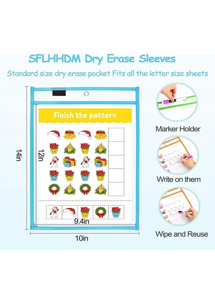 10 Adet Kuru Silinebilir Cepler, Ekstra Büyük Tekrar Kullanılabilir Kuru Silinebilir Cep Kapakları (Yurt Dışından) modelleri