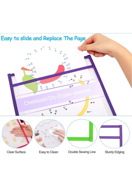 10 Adet Kuru Silinebilir Cepler, Ekstra Büyük Tekrar Kullanılabilir Kuru Silinebilir Cep Kapakları (Yurt Dışından) fırsatları