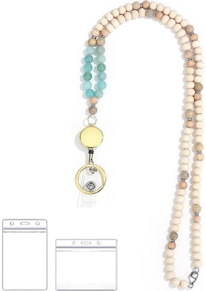 Anahtarlar Için Geri Çekilebilir Askılar Kimlik Rozeti Tutucu Amazonite (Yurt Dışından)