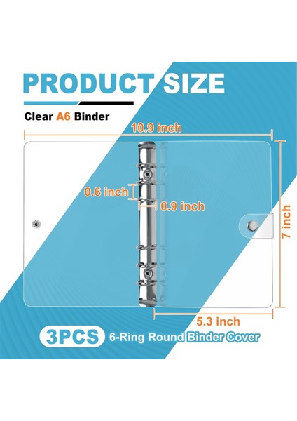 3 Paket A6 Şeffaf Yumuşak Pvc 6 Halkalı Klasör Kapağı Şeffaf Klasör (Yurt Dışından) fiyatları