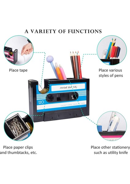 Bant Dağıtıcı Kalemlik, Retro Kaset Bant Dağıtıcı, Gri-Siyah (Yurt Dışından) indirimleri