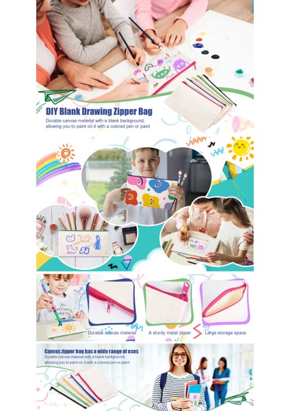 40 Adet Tuval Kozmetik Çantası Tuval Fermuarlı Çanta Kalem Kutusu Kendin Yap Seyahat (Yurt Dışından)