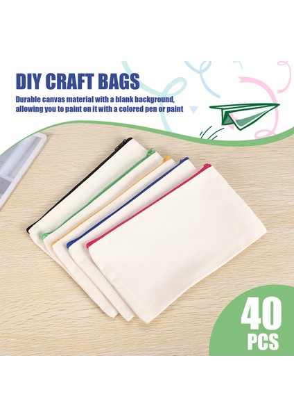 40 Adet Tuval Kozmetik Çantası Tuval Fermuarlı Çanta Kalem Kutusu Kendin Yap Seyahat (Yurt Dışından) indirimleri