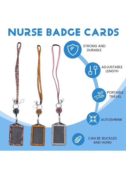 4 Set Yapay Elmas Boyun Askısı Bling Kimlik Kartı Tutucu Kristal Geri Çekilebilir (Yurt Dışından) fırsatları