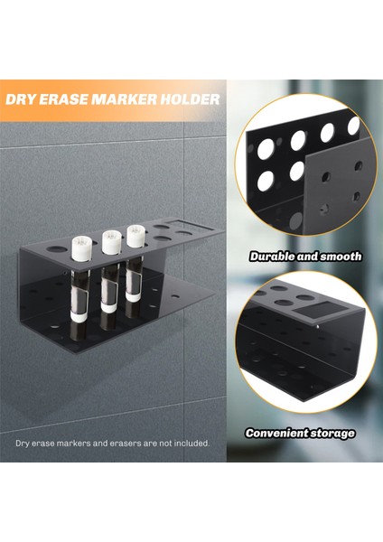 10 Yuvalı Duvara Monte Ofis Akrilik Kuru Silinebilir Kalem Tutucu, Siyah (Yurt Dışından) fırsatları