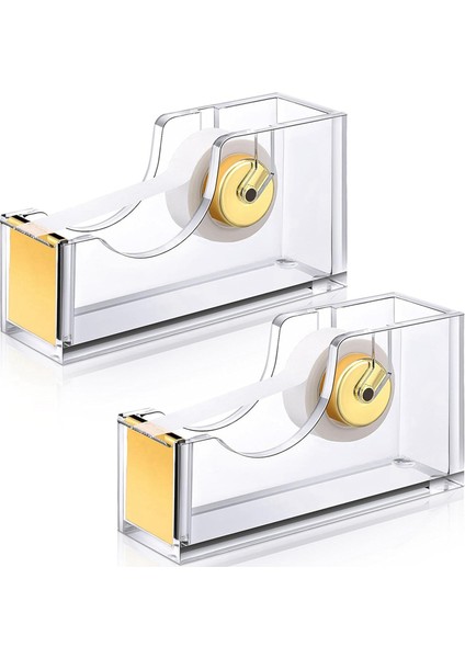2 Adet Akrilik Ofis Bant Dağıtıcısı Altın Bant Dağıtıcı Bant Tutucu (Yurt Dışından)
