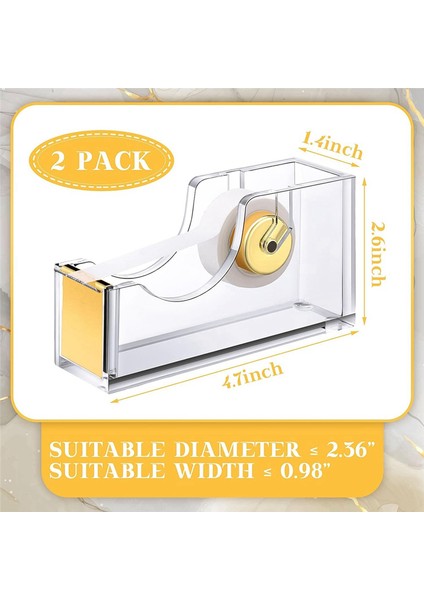 2 Adet Akrilik Ofis Bant Dağıtıcısı Altın Bant Dağıtıcı Bant Tutucu (Yurt Dışından) modelleri