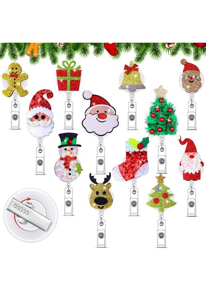 12 Adet Noel Rozeti Makarası Keçe Rozet Tutucu (Yurt Dışından)