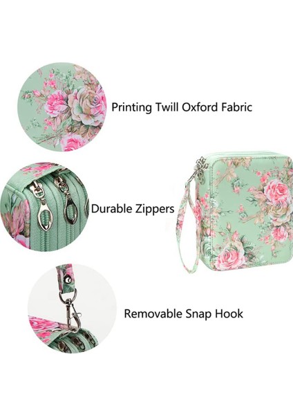 72 Yuvalı Fermuarlı Kalemlik (Yeşil Gül) (Yurt Dışından) modelleri