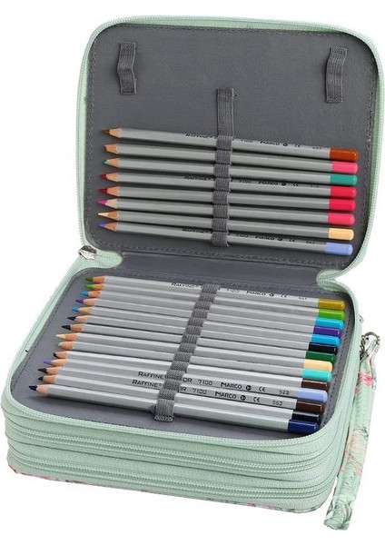 72 Yuvalı Fermuarlı Kalemlik (Yeşil Gül) (Yurt Dışından) fırsatları