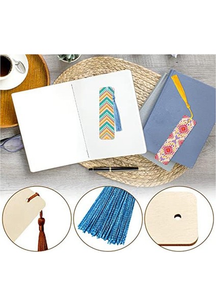 Kendin Yap Projeleri Için Renkli Püsküllü 100 Parçalı Tamamlanmamış Ahşap Ayraç (Yurt Dışından) fiyatları