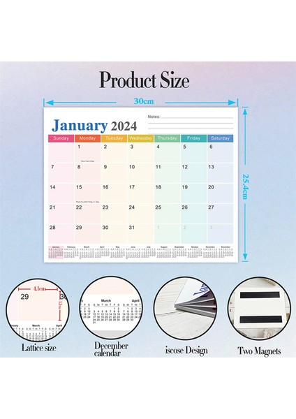 Manyetik Takvim 2024 Haziran 2025'E Kadar, 18 Aylık Takvim Gösterildiği Gibi (Yurt Dışından) indirimleri