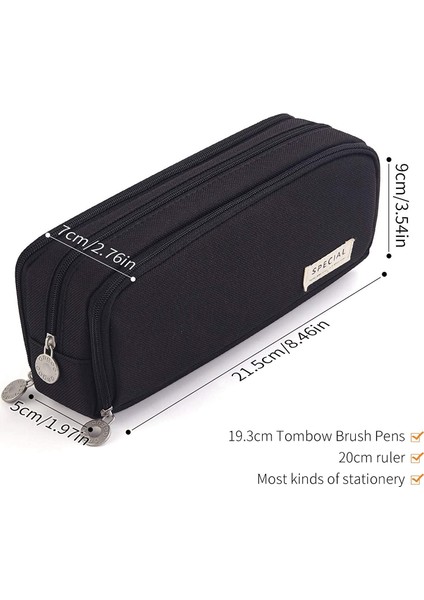 Angoo Kalem Kutusu 3 Bölmeli Kese Kalem Çantası Okul Gençler Için (Siyah) (Yurt Dışından) fiyatları