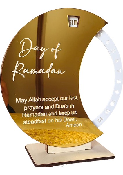 Mubarak Akrilik Ay Süsü Ramazan Masa Dekorasyonu Altın+Beyaz (Yurt Dışından)