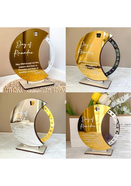 Mubarak Akrilik Ay Süsü Ramazan Masa Dekorasyonu Altın+Beyaz (Yurt Dışından) indirimleri