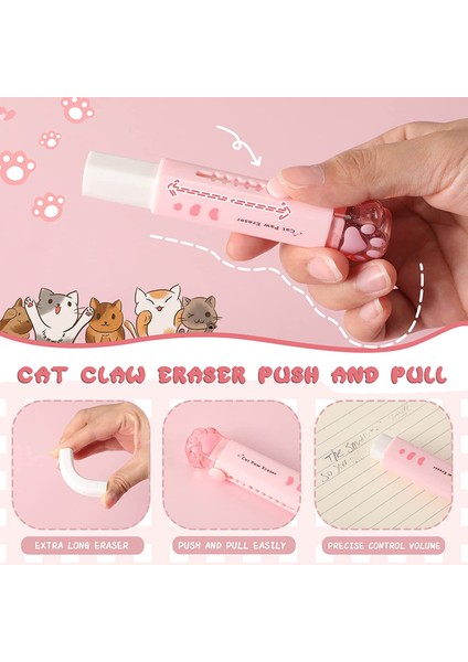 4 Adet Kedi Pençesi Şeklinde Geri Çekilebilir Silgi Kawaii Kalemtıraş (Yurt Dışından) fırsatları