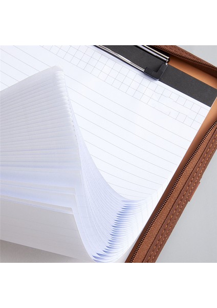 Kadınlar/erkekler Için Fermuarlı Pu Deri Portföy Klasörü, Not Defteri Browm (Yurt Dışından)