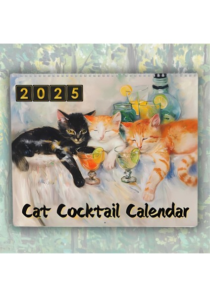 2025 Kedi Kokteylleri Takvimi 2025 Miyav-Kuyruk Saati Duvar Takvimi (Yurt Dışından) modelleri