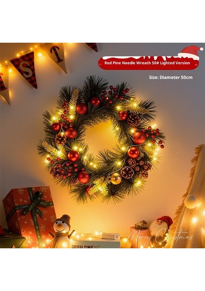 Noel Çelengi Kapı Asma Noel Dekorasyonu Rattan Süs Dekorasyon Asma (Yurt Dışından)