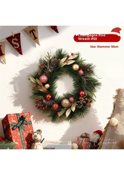 Noel Çelengi Kapı Asma Noel Dekorasyonu Rattan Süs Dekorasyon Asma (Yurt Dışından)