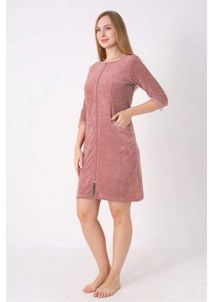 Fermuarlı Dantel Detaylı Pamuklu Havlu Elbise fiyatları