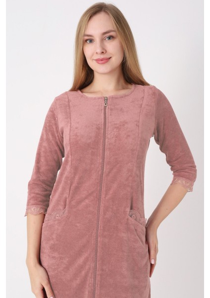 Fermuarlı Dantel Detaylı Pamuklu Havlu Elbise modelleri