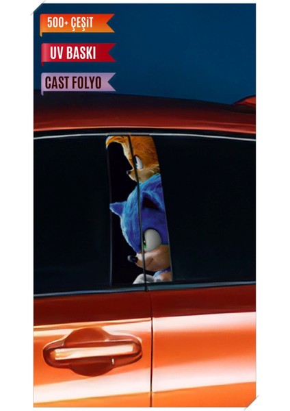 Araç Kapı Direk Kaplama Folyosu Sonic Desenli (Sağ Sol Takım) (2 Adet) - 22X50 cm