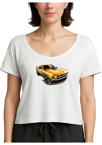 Ford Mustng Mach 1 Beyaz Kadın Tişört