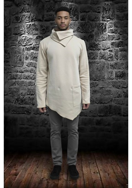 BS-2025-016-ŞAL Yaka Asimetrik Kesim Sweatshirt