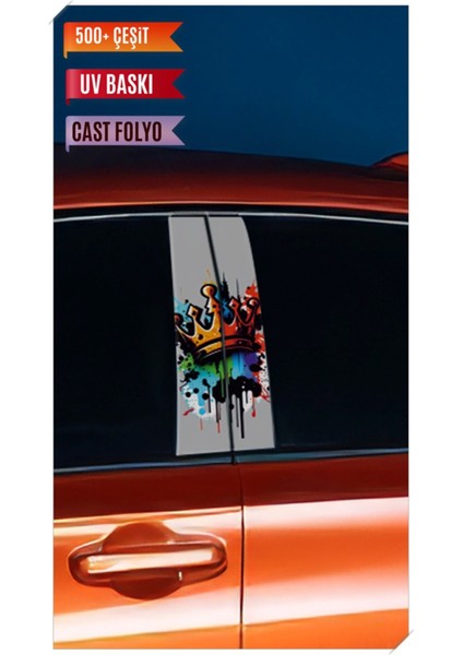 Araç Kapı Direk Kaplama Folyosu Desenli (Sağ Sol Takım) (2 Adet) - 22X50 cm