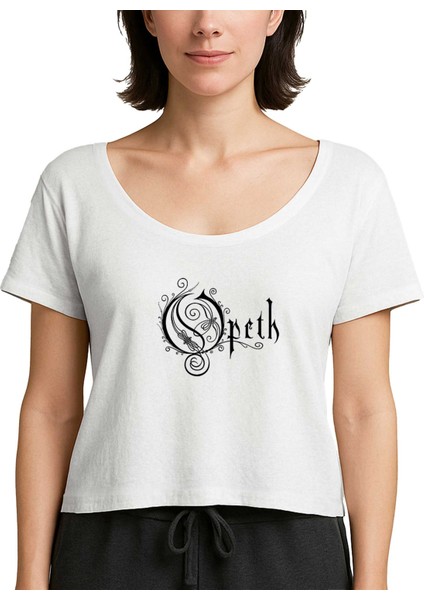 Opeth Logo Classic 2 Beyaz Kadın Tişört