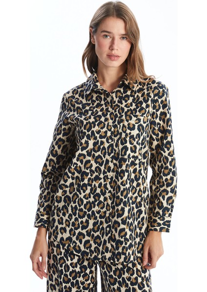 Yeni Sezon Leopar Desenli Kadın Gömlek Tunik