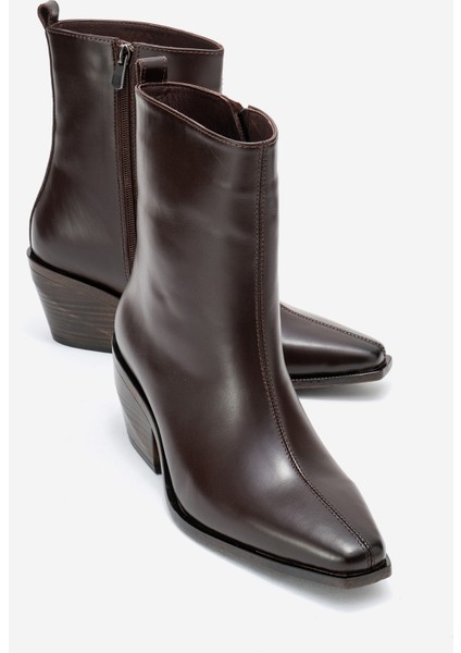 Lexıa Kahverengi Cilt Hakiki Deri Kadın Western Bot