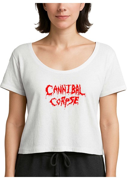Cannibal Corpse Logo Beyaz Kadın Tişört