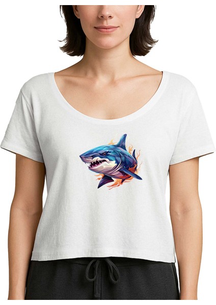 Color Shark Beyaz Kadın Tişört