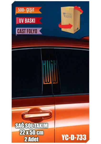 Araç Kapı Direk Kaplama Folyosu Desenli (Sağ Sol Takım) (2 Adet) - 22X50 cm