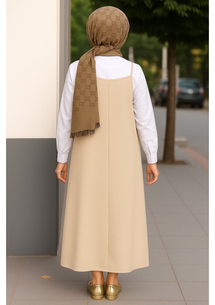 Kadın Taş Rengi Basic Ayarlanabilir Askılı Jile Elbise fiyatları