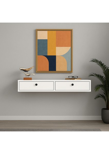Modern Beyaz 2 Kapaklı Dresuar Dekoratif Antre & Salon Mobilya 100 cm