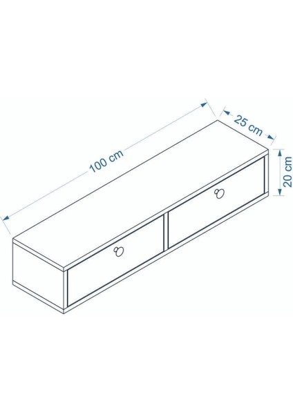 Modern Beyaz 2 Kapaklı Dresuar Dekoratif Antre & Salon Mobilya 100 cm