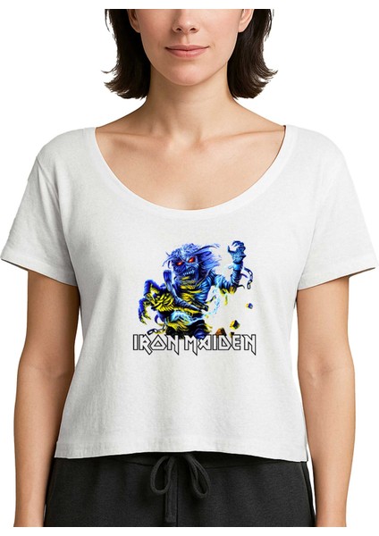 Iron Maiden Sleeve Beyaz Kadın Tişört