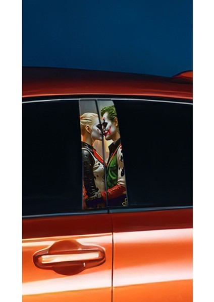 Araç Kapı Direk Kaplama Folyosu Joker Desenli (Sağ Sol Takım) (2 Adet) - 22X50 cm