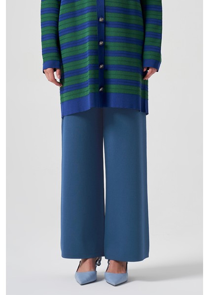 Merserize Bol Paça Pantolon 002 Mavi