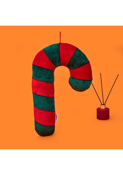 Soft Baston Şeker Figürlü Yastık - Yeşil / Kırmızı - 27X40 cm modelleri