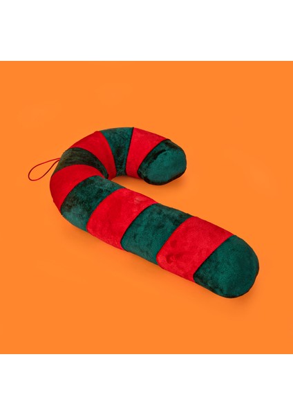 Soft Baston Şeker Figürlü Yastık - Yeşil / Kırmızı - 27X40 cm fırsatları